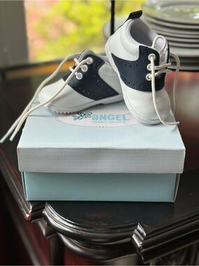 Angel White and Navy Baby Oxford Sneakers